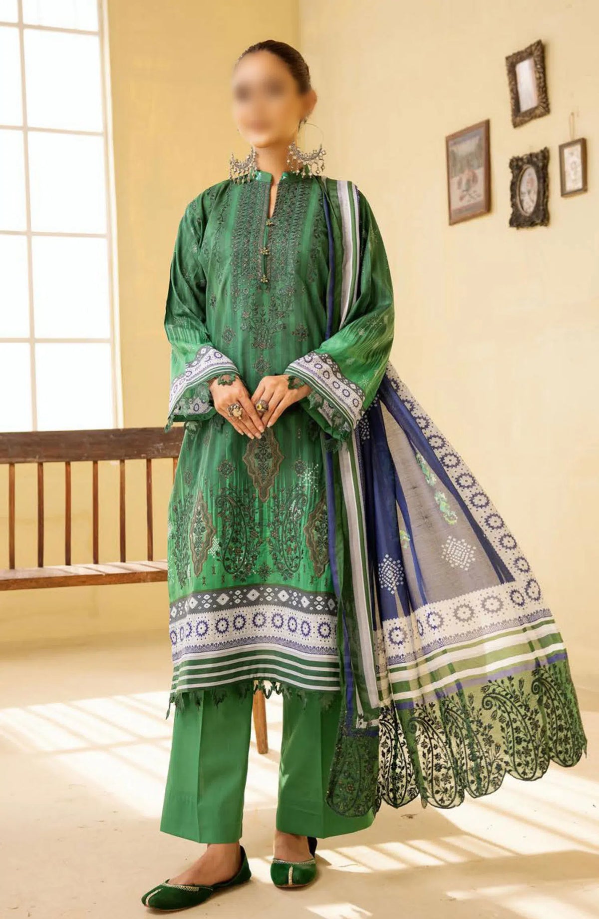 Mahees Ghazal Embroidered Lawn with Emb Voile Dupatta Collection - Design 08