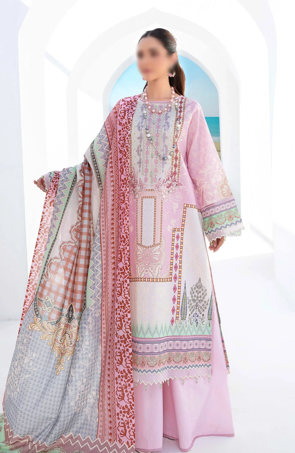 Saira Bano Printed Embroidered Lawn Collection - Design 08