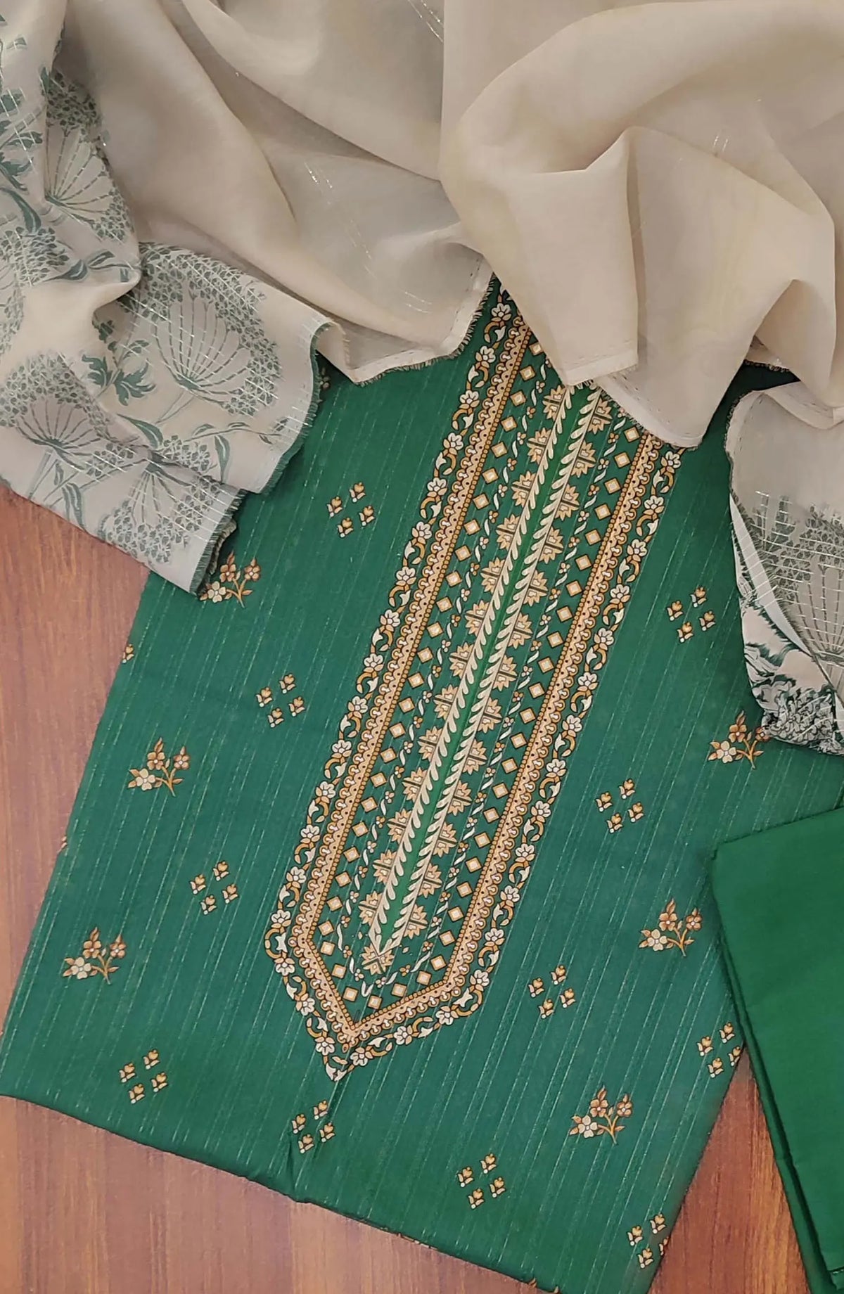 Printed Zari Lawn With Rangoli Fancy Dupatta Collection - Design 08