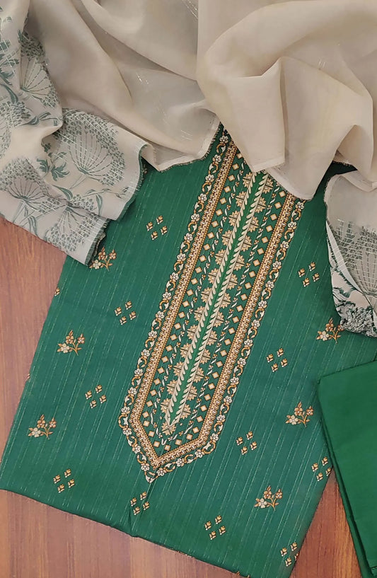 Printed Zari Lawn With Rangoli Fancy Dupatta Collection - Design 08