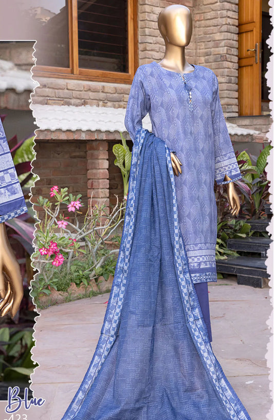HZ RTW Prints Gardenia 3 Pcs Collection - DESIGN-08 INK BLUE