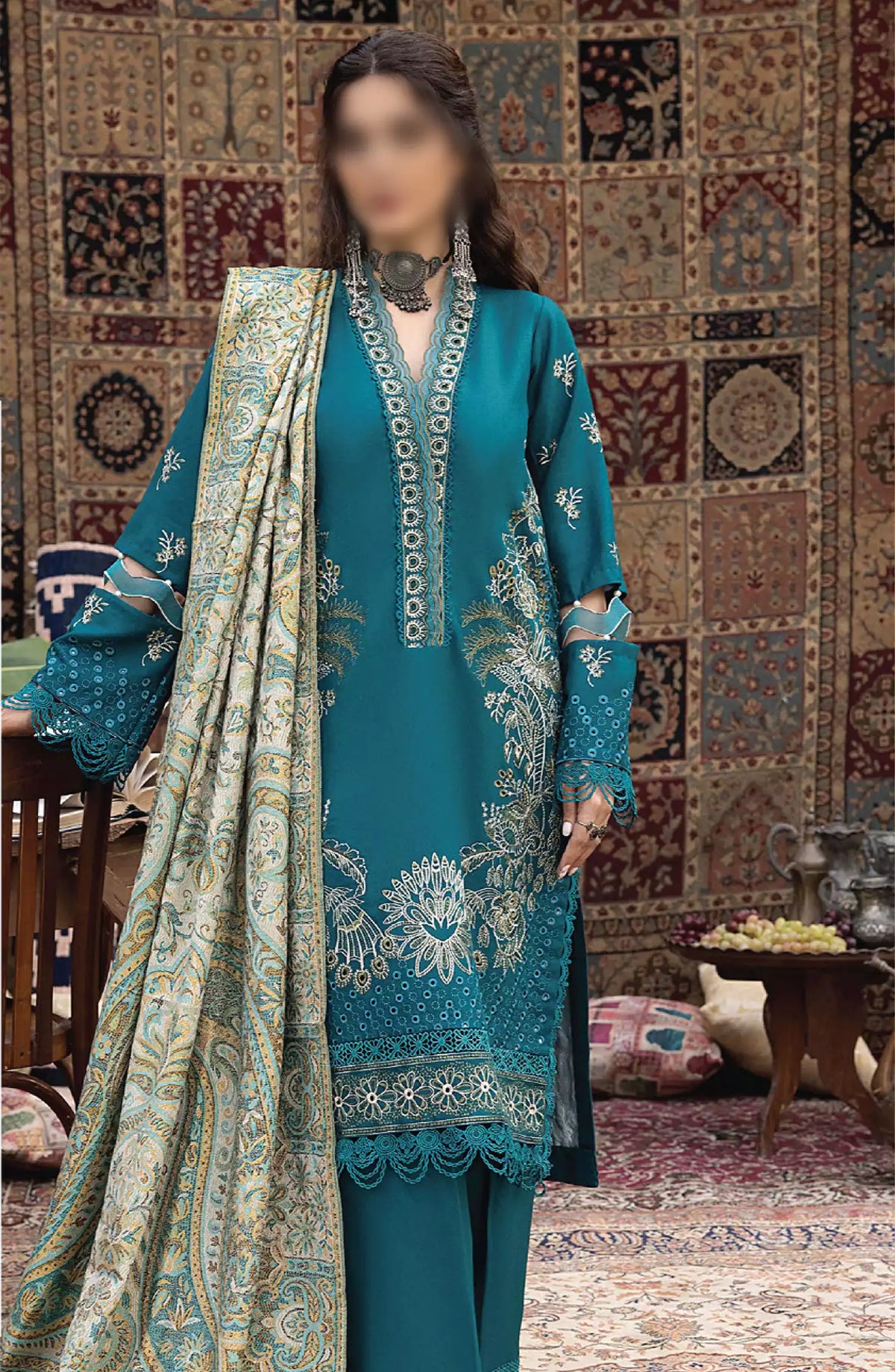 Denara Woolen Shawl and Embroidered Edition By Humdum - Design 09