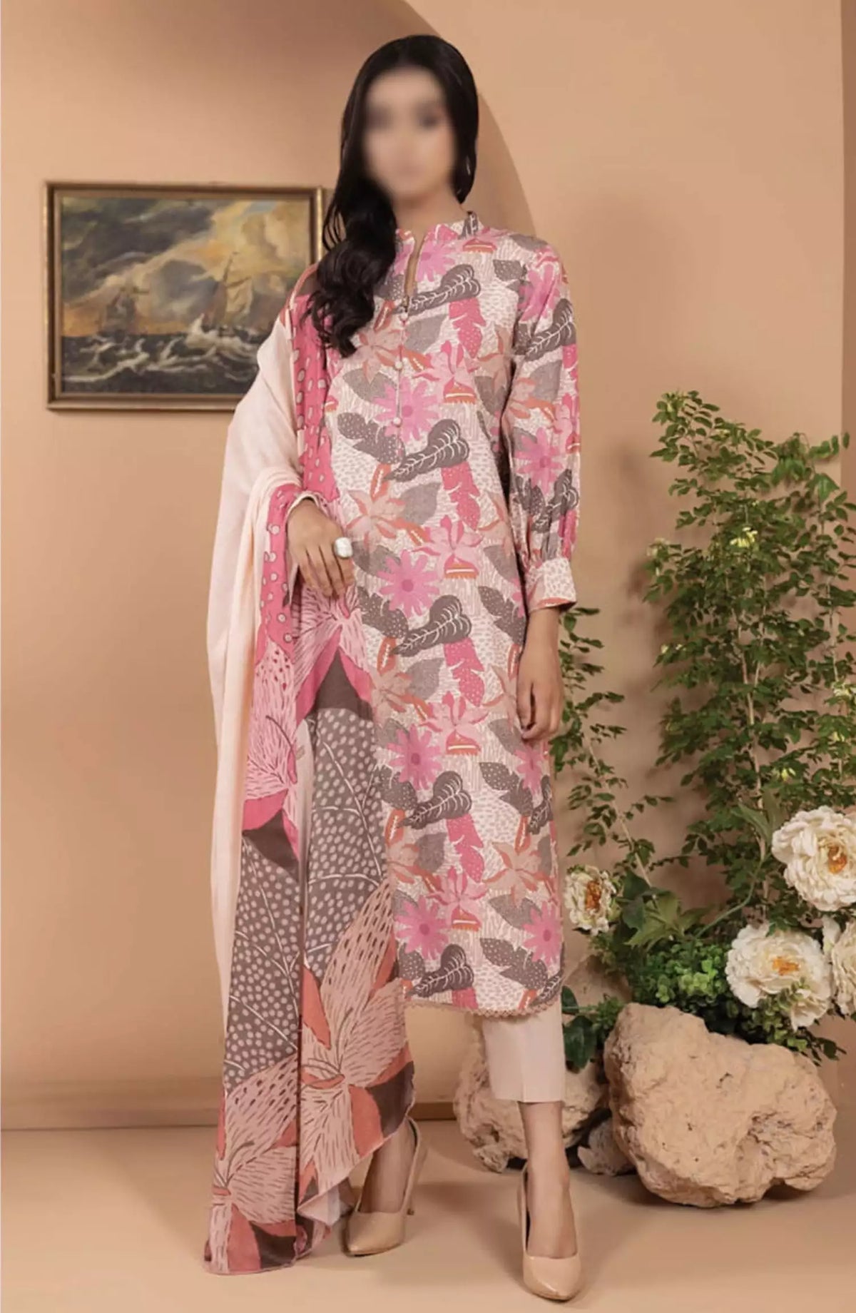 Zara By Hum Dum Printed Wool Shawl Collection - Design 09