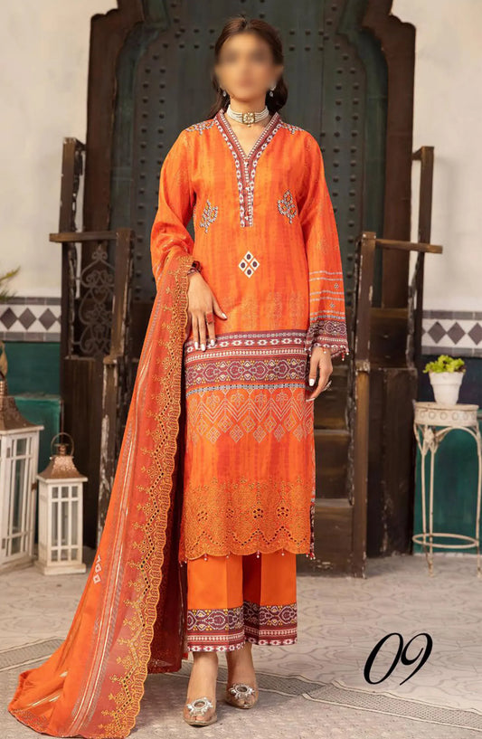 Mahees Embroidered Lawn with Emb Diamond Dupatta Collection - Design 09