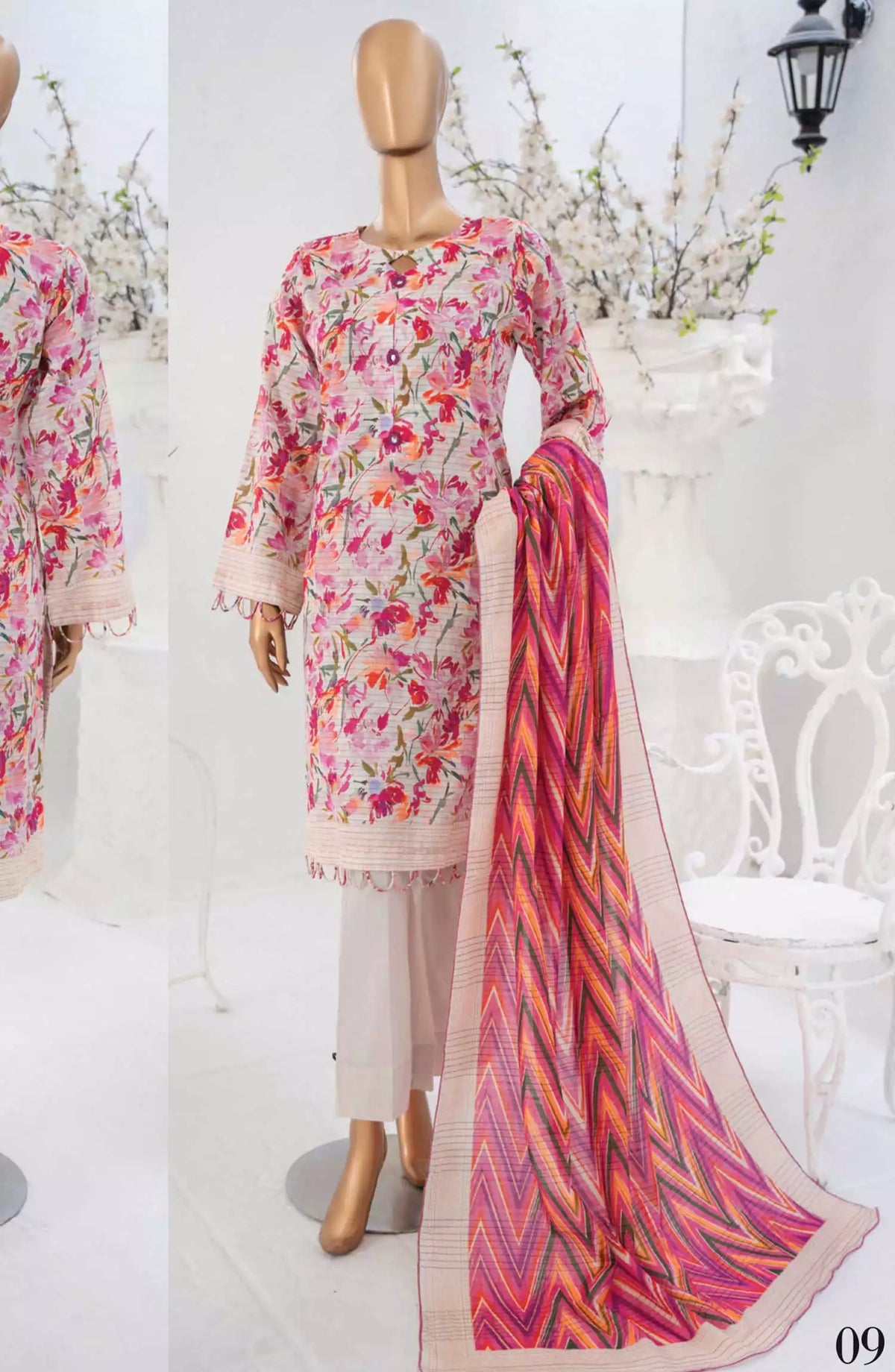 Safina Unstitch Fancy Cambric Collection 2024 Vol 03 - Design 09