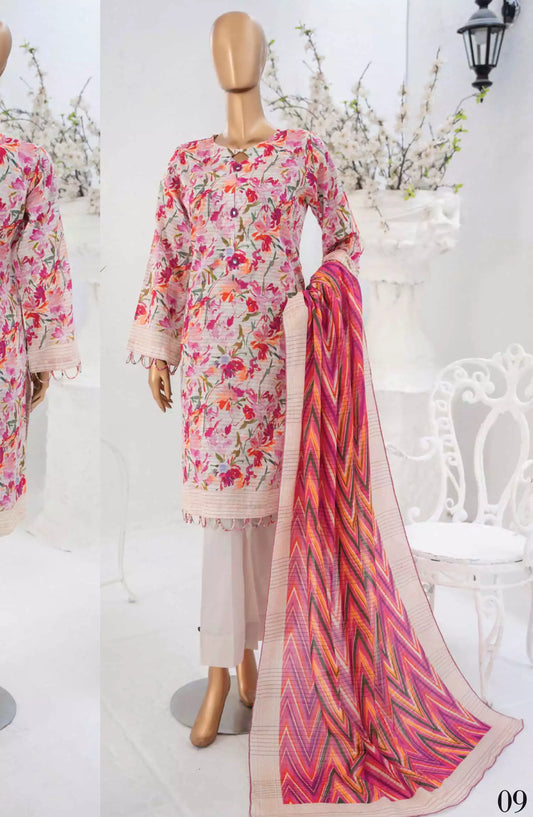 Safina Unstitch Fancy Cambric Collection 2024 Vol 03 - Design 09