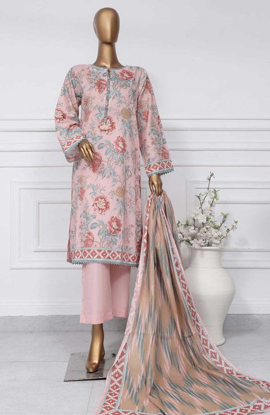 Sadabahar Printed Lawn Stitched 3 Piece - D-09 - SBD25PL - Light Pink - Summer Collection