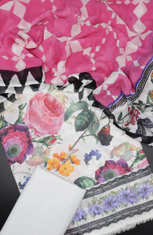 Floral Prints Unstitched Digital Printed Lawn Collection 2024 by Amna Khadija - Design 09