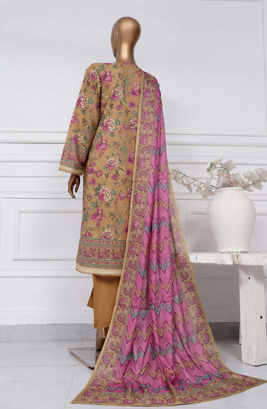 Sadabahar Printed Lawn Stitched 3 Piece - D-10 - SBD25PL - Beige - Summer Collection