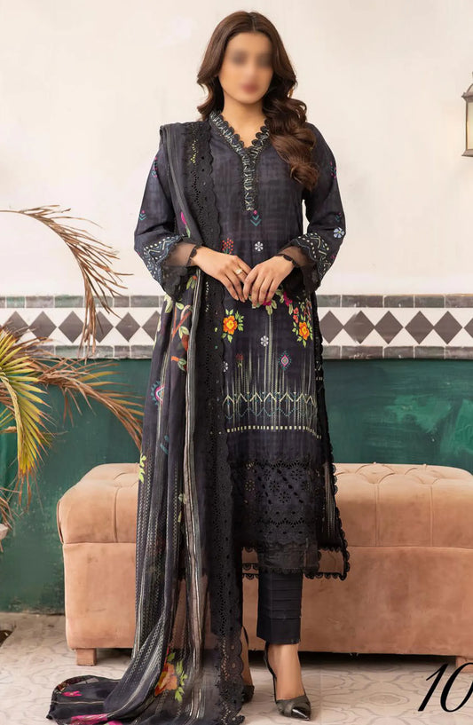 Mahees Embroidered Lawn with Emb Diamond Dupatta Collection - Design 10