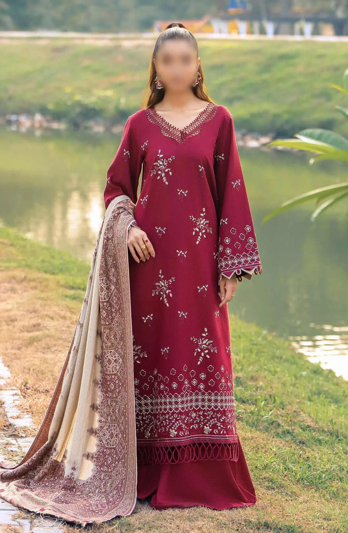 Onara Embroidered Khaddar Unstitched Collection 2024 - Design 10