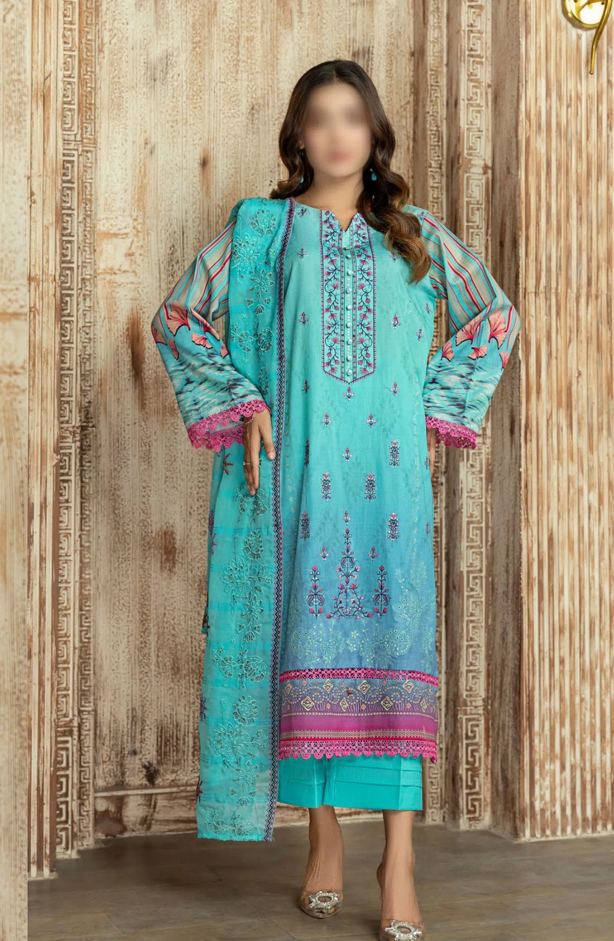 Khoobsurat Lawn Dora Digital Print Embroidered Collection 2024 Vol 02 - Design 10