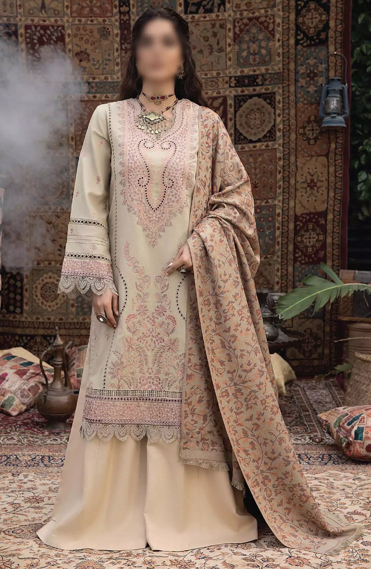 Denara Woolen Shawl and Embroidered Edition By Humdum - Design 10