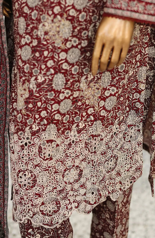 Bin Saeed Exclusive RTW Chikankari Embroidered Khaddar Collection - Design 12