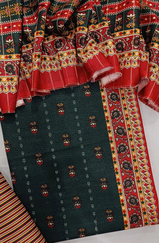 Bin Saeed Printed  Khaddar 3Pcs Collection - Design 12