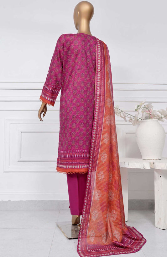 Sadabahar Printed Lawn Stitched 3 Piece - D-13 - SBD25PL - Hot Pink - Summer Collection