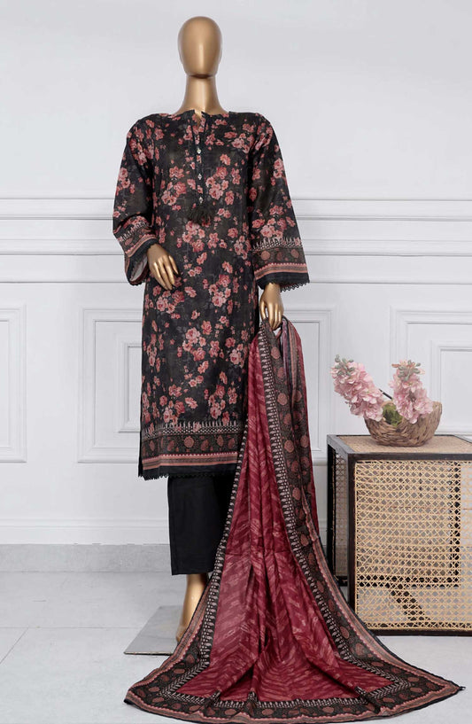 Sadabahar Printed Lawn Stitched 3 Piece - D-14 - SBD25PL - Black - Summer Collection