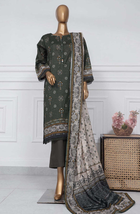 Sadabahar Printed Lawn Stitched 3 Piece - D-16 - SBD25PL - Dark Green - Summer Collection