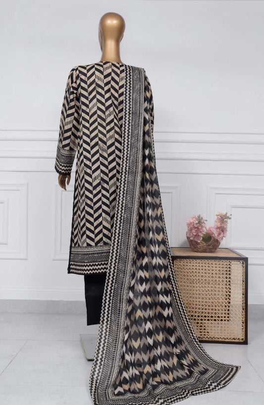 Sadabahar Printed Lawn Stitched 3 Piece - D-17 - SBD25PL - Black - Summer Collection