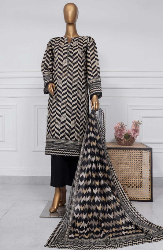 Sadabahar Printed Lawn Stitched 3 Piece - D-17 - SBD25PL - Black - Summer Collection