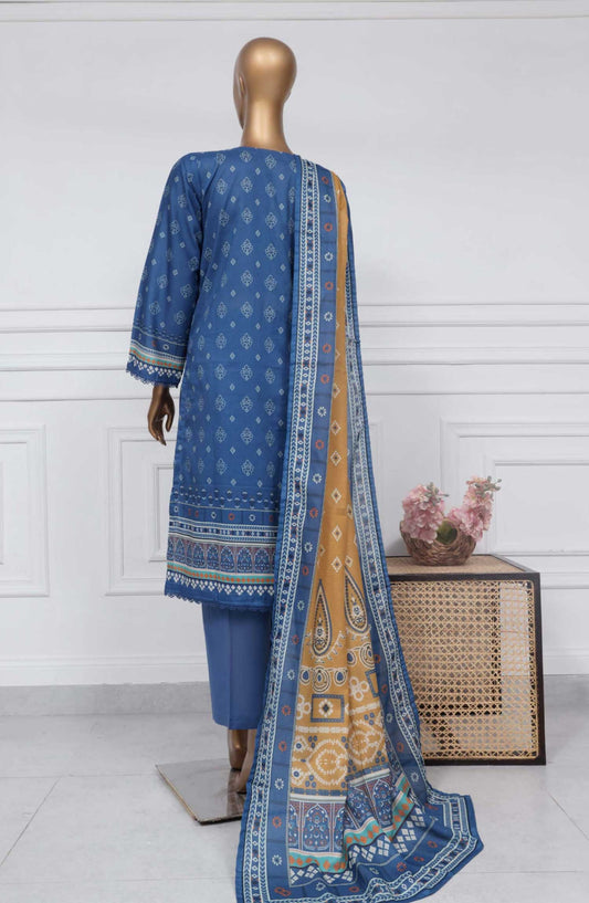 Sadabahar Printed Lawn Stitched 3 Piece - D-19 - SBD25PL - Blue - Summer Collection