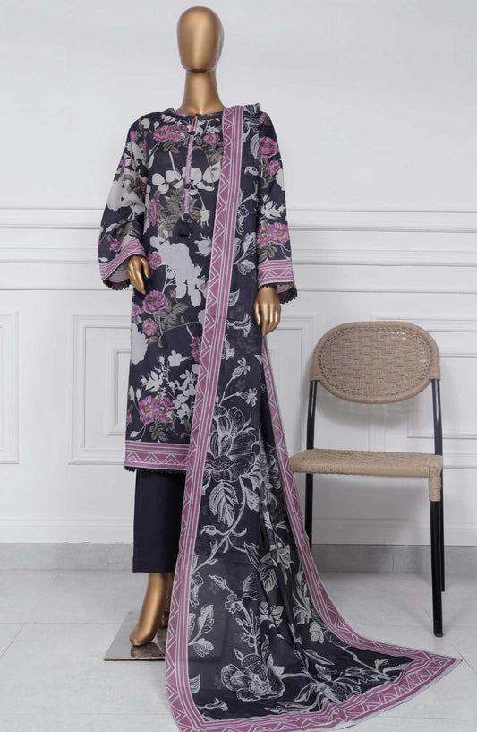 Sadabahar Printed Lawn Stitched 3 Piece - D-22 - SBD25PL - Navy Blue - Summer Collection