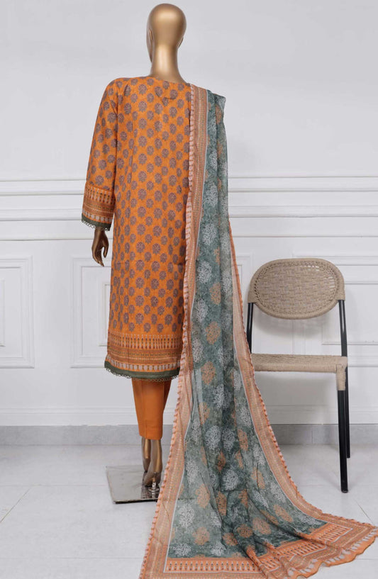 Sadabahar Printed Lawn Stitched 3 Piece - D-23 - SBD25PL - Orange - Summer Collection