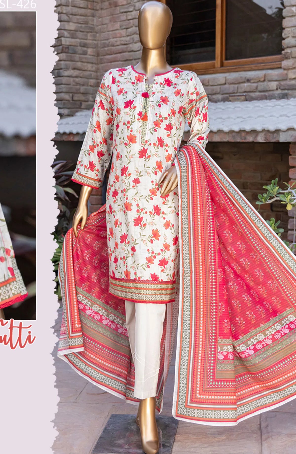 HZ RTW Prints Gardenia 3 Pcs Collection - DESIGN-09 CREAM MULTI