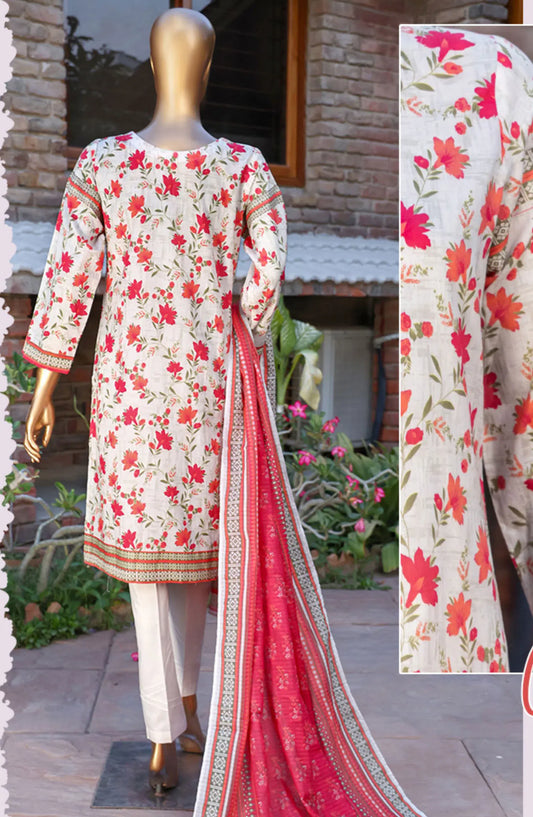 HZ RTW Prints Gardenia 3 Pcs Collection - DESIGN-09 CREAM MULTI