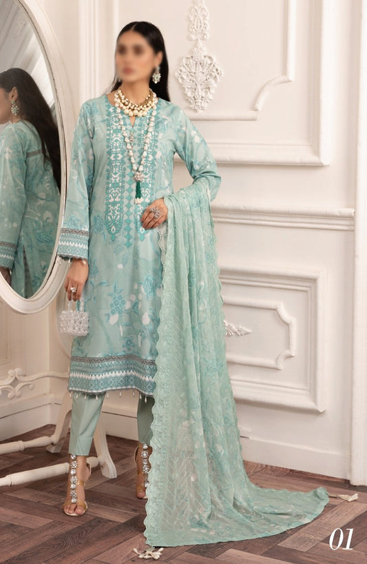 AL ZOHAIB Sunshine Bloom Bamber Chikankari Dupatta Collection - Design 01