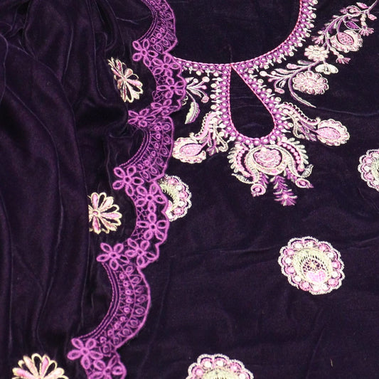 Velveto Festive Edits Unstitched Luxury Embroidered Velvet Series - Design 01