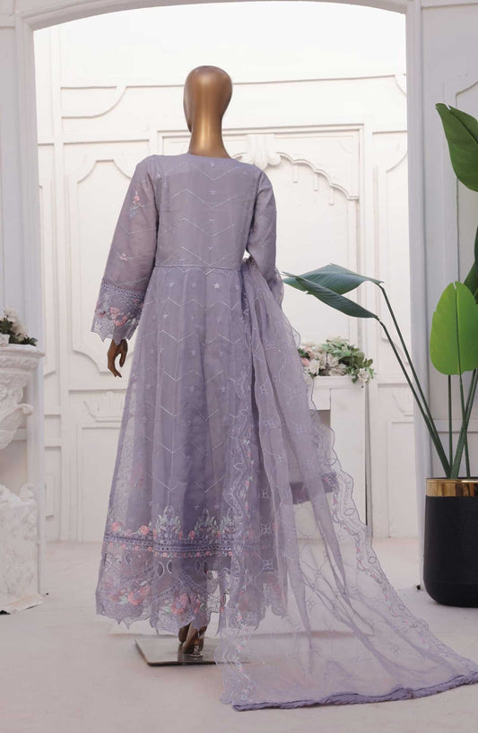Bin Saeed Embroidered Stitched 3 Piece Frock - D-01 - BS25CF - Purple - Festive Collection