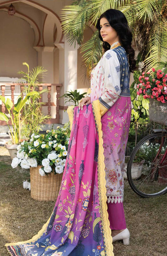 Mashaal by Riaz Arts Embroidered Lawn Unstitched 3 Piece - D-01 - RA25ML2 - White - Summer Collection