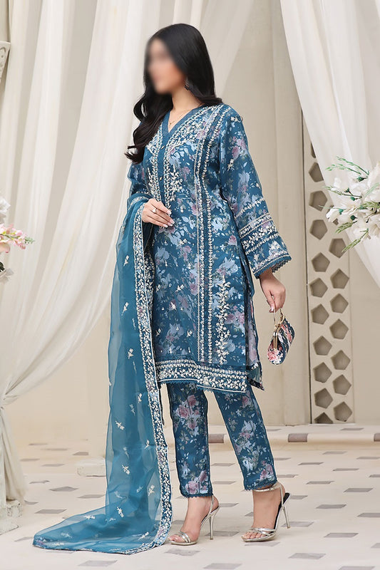 Guzel Rangreza Flora Organza Formal 3 piece Stitched Collection - Design 01