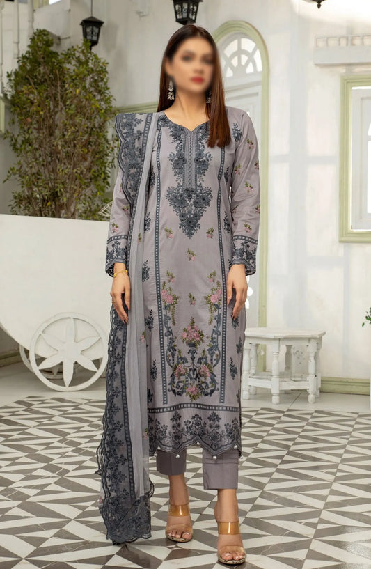 Saffron Premium Embroidered Lawn Collection 2024 - Design 01