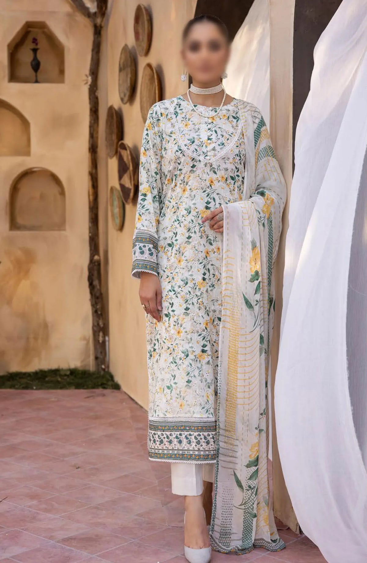 Mahees Printed Chikiankari Lawn Collection 2024 - Design 01