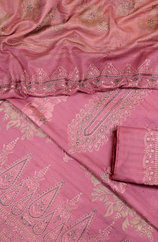 Bana Dora by Amna Khadija Embroidered Lawn Unstitched 3 Piece - D-01 - AM25BDV1 - Light Pink - Summer Collection