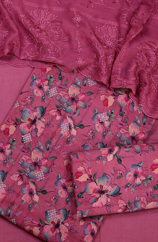 Bana Dora by Amna Khadija Embroidered Lawn Unstitched 3 Piece - D-01 - AM25BDV2 - Light Pink - Summer Collection