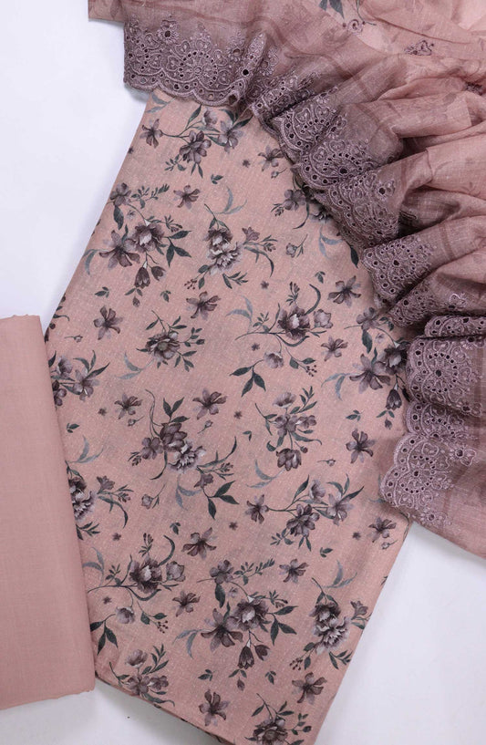 Bana Dora by Amna Khadija Embroidered Lawn Unstitched 3 Piece - D-01 - AM25BDV8 - Greyish Purple - Summer Collection