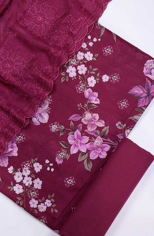 Bana Dora by Amna Khadija Embroidered Lawn Unstitched 3 Piece - D-01 - AM25BDV9 - Purple - Summer Collection