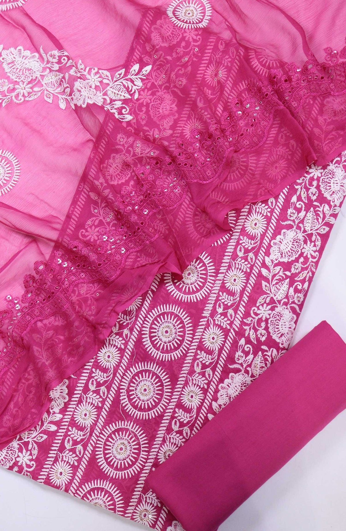 Amna Khadija Embroidered Lawn Unstitched 3 Piece - D-01 - AM25EL1 - Hot Pink - Summer Collection
