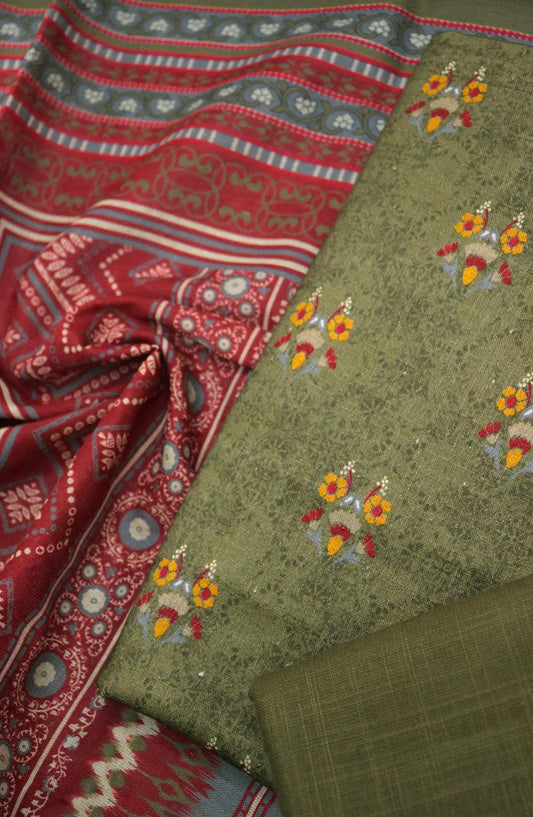 Falak Printed and Embroidered Khaddar Collection - Design 01