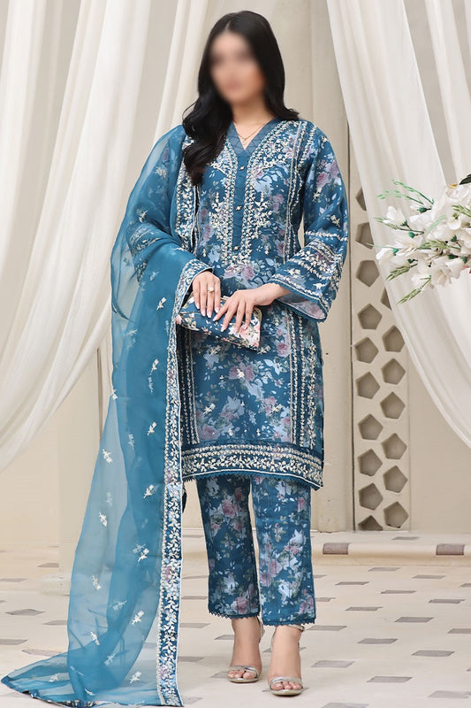 Guzel Rangreza Flora Organza Formal 3 piece Stitched Collection - Design 01