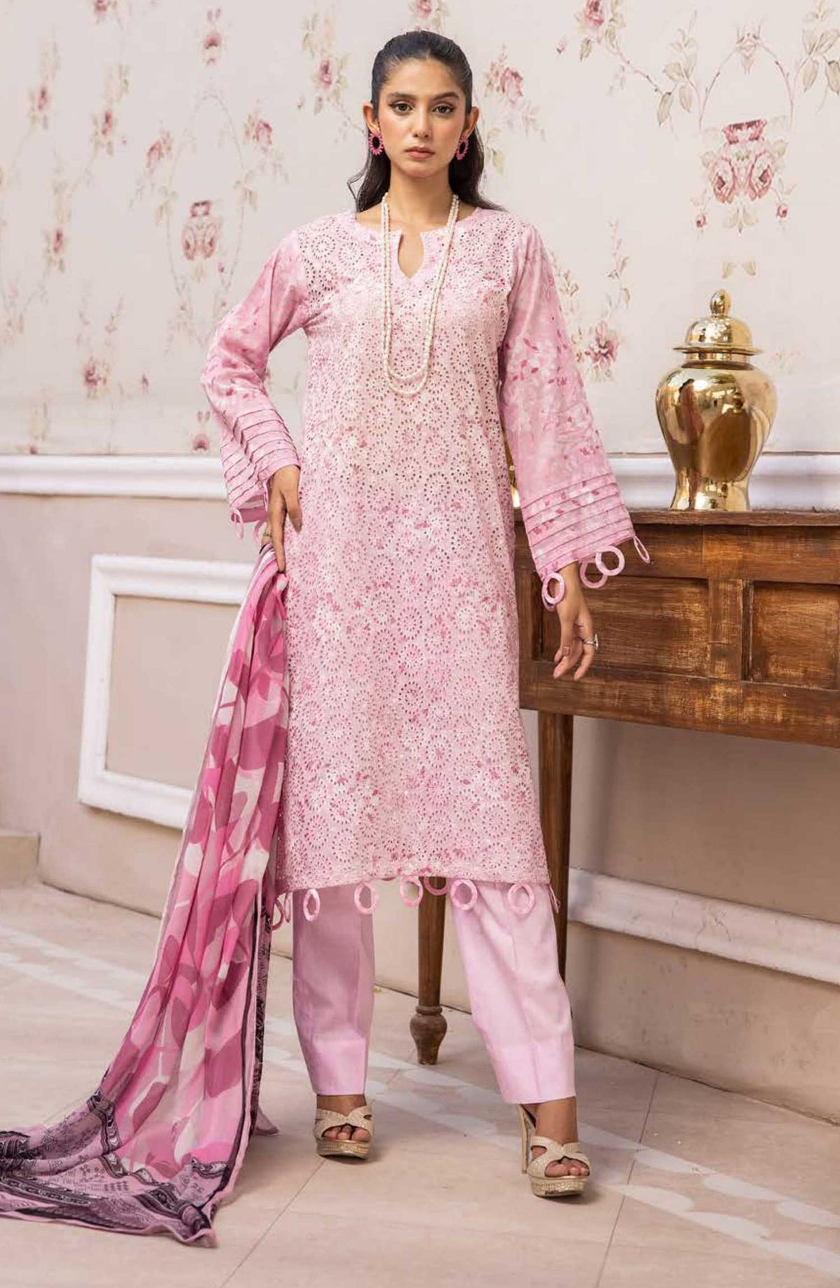 Mahees Isha by Riaz Arts Chikankari Lawn Unstitched 3 Piece - D-01 - RA25MI - Purple - Summer Collection