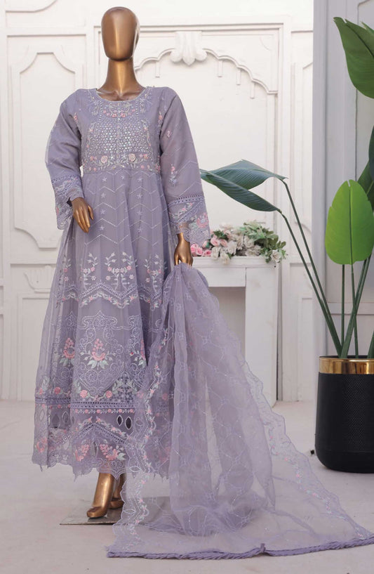Bin Saeed Embroidered Stitched 3 Piece Frock - D-01 - BS25CF - Purple - Festive Collection