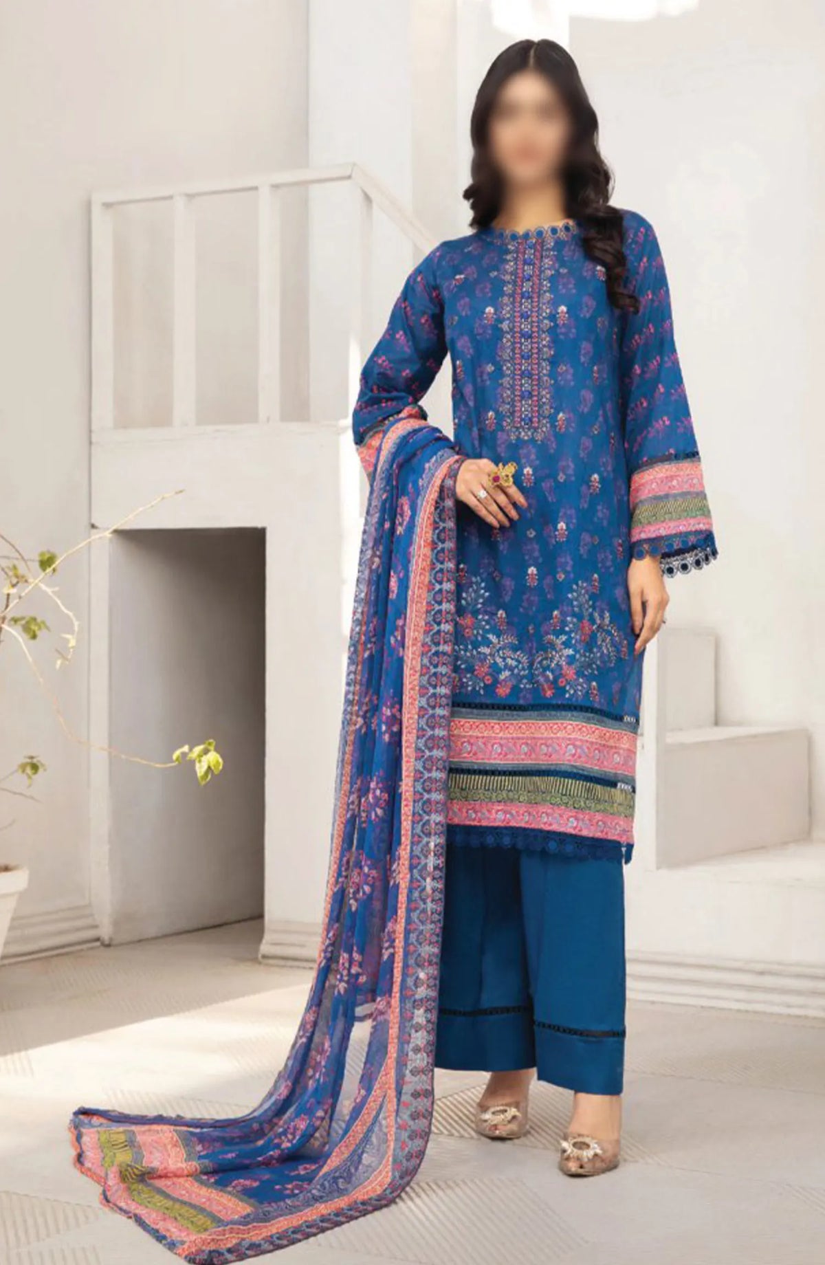 Dastaan Embroidered Print Lawn Collection 2024 By Humdum - Design 01