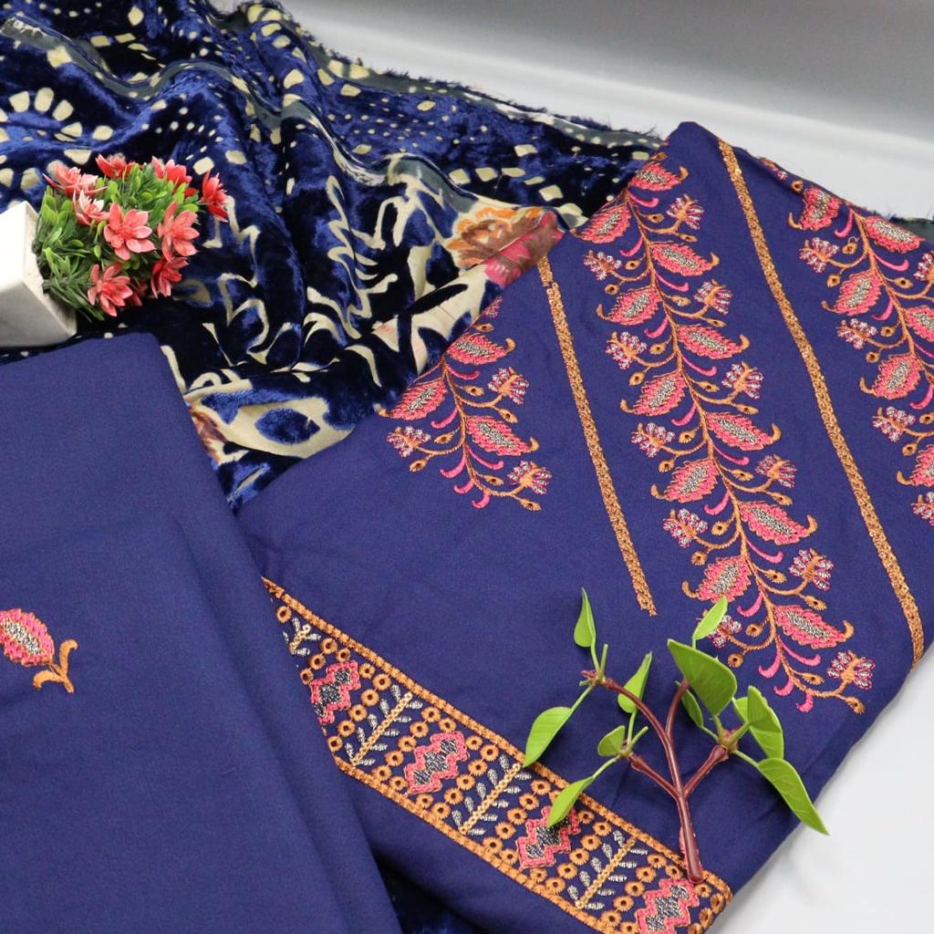 Meerab Vol 02 Unstitched Dhanak Collection 2023 with Velvet Dupatta - Design 01