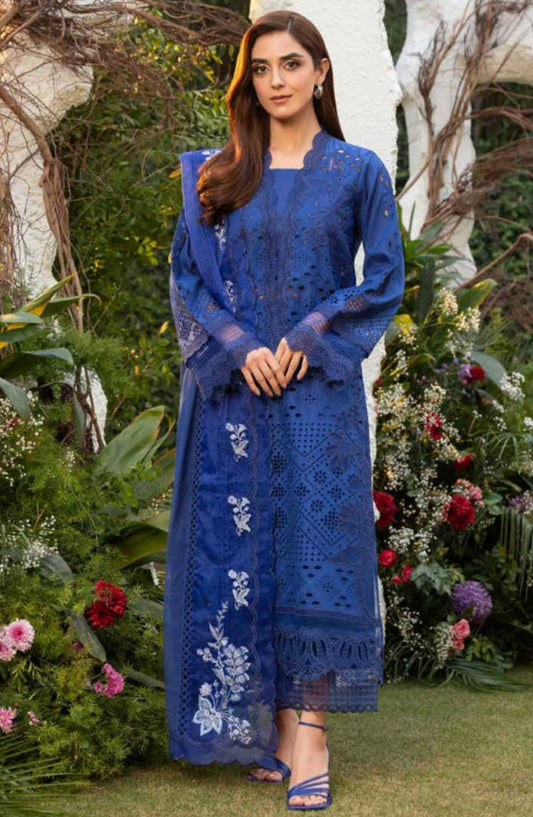 Sobia Nazir Embroidered Unstitched 3 Piece Suit - D-01 B - SBN25LL - Blue - Summer Collection