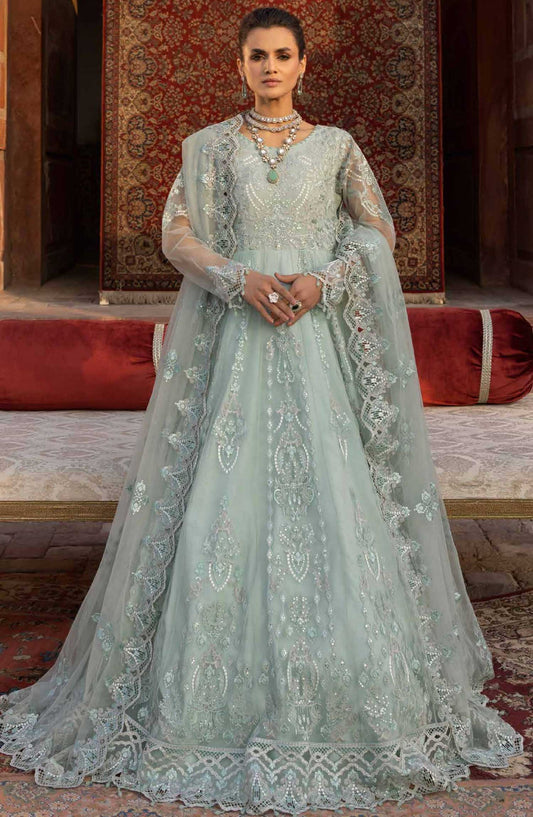 Dilkash by Lavish Premium Embroidered Organza Unstitched 3 Piece - Design 01 Coriander - LP25D - Blue - Formal Collection