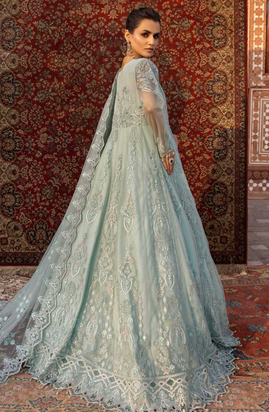 Dilkash by Lavish Premium Embroidered Organza Unstitched 3 Piece - Design 01 Coriander - LP25D - Blue - Formal Collection